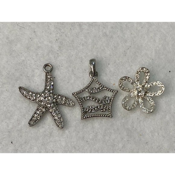 Lot of 3 Silver Tone Rhinestone Pendant Sophia - Picture 3 of 11